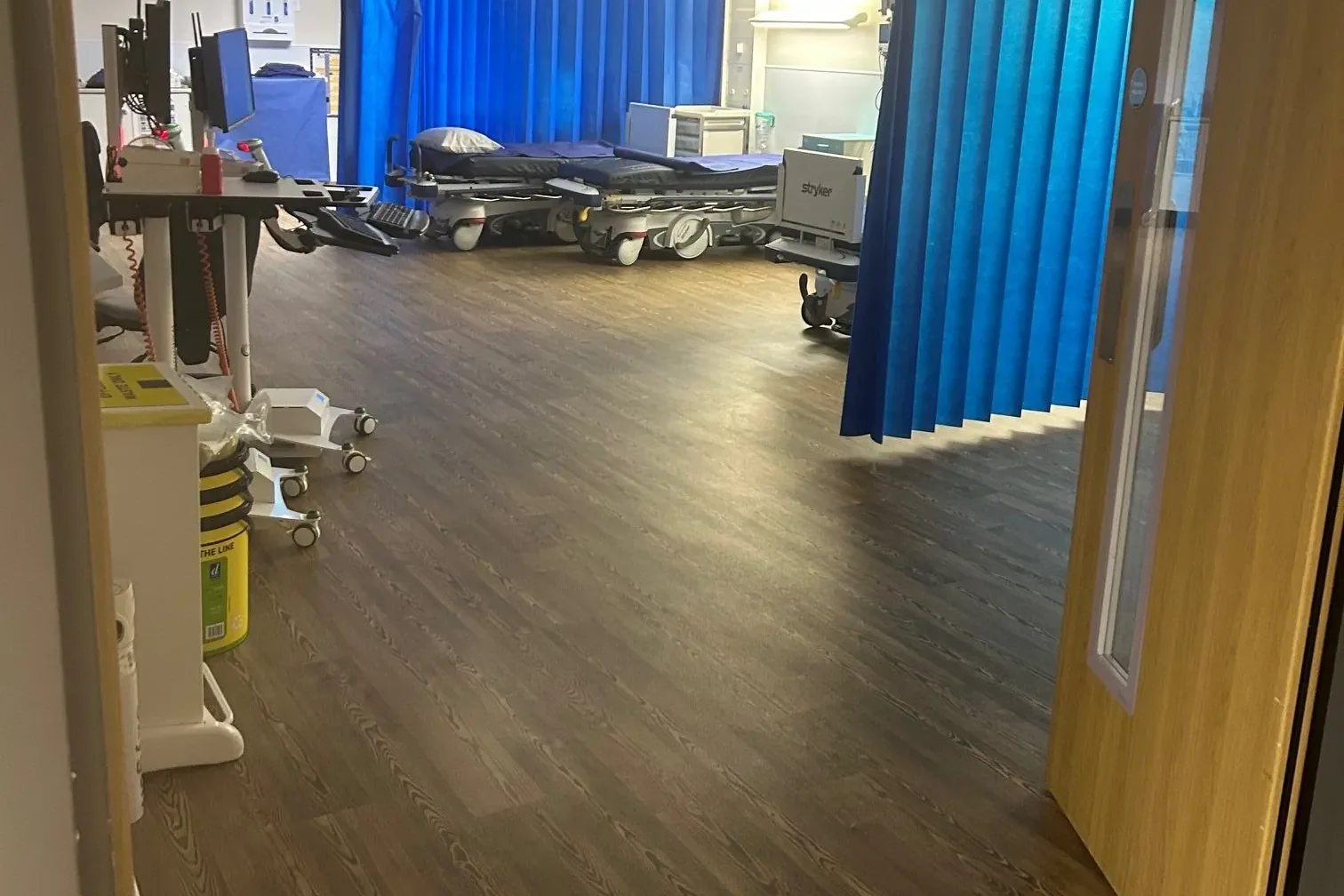 Recovery bays behind blue curtains at Wexham Park Hospital