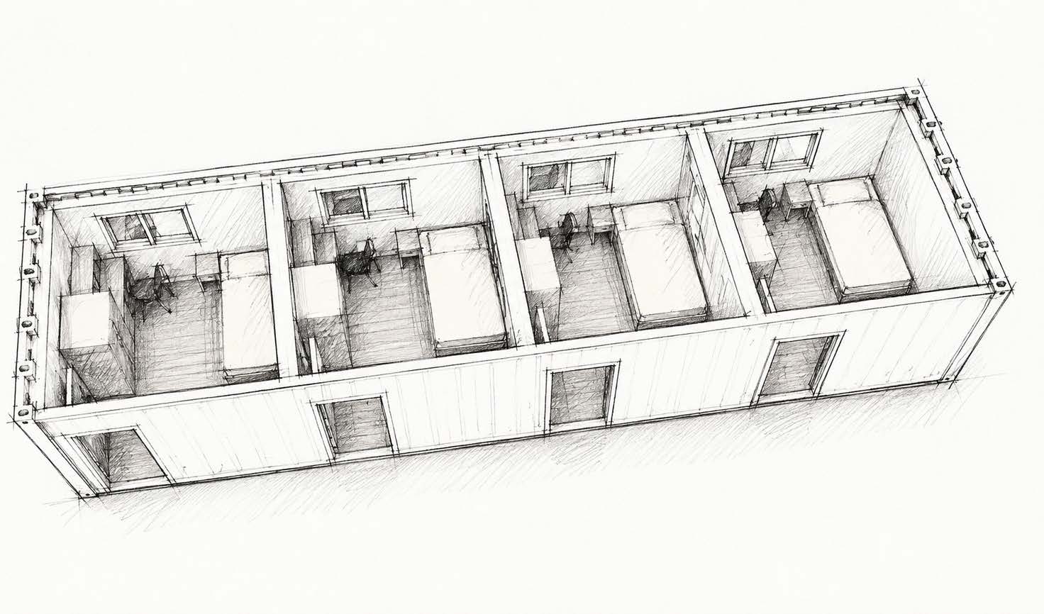 40ft multi-cell accommodation layout concept