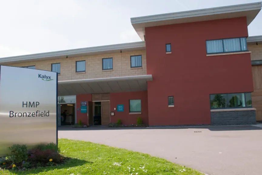 The entrance to HMP Bronzefield