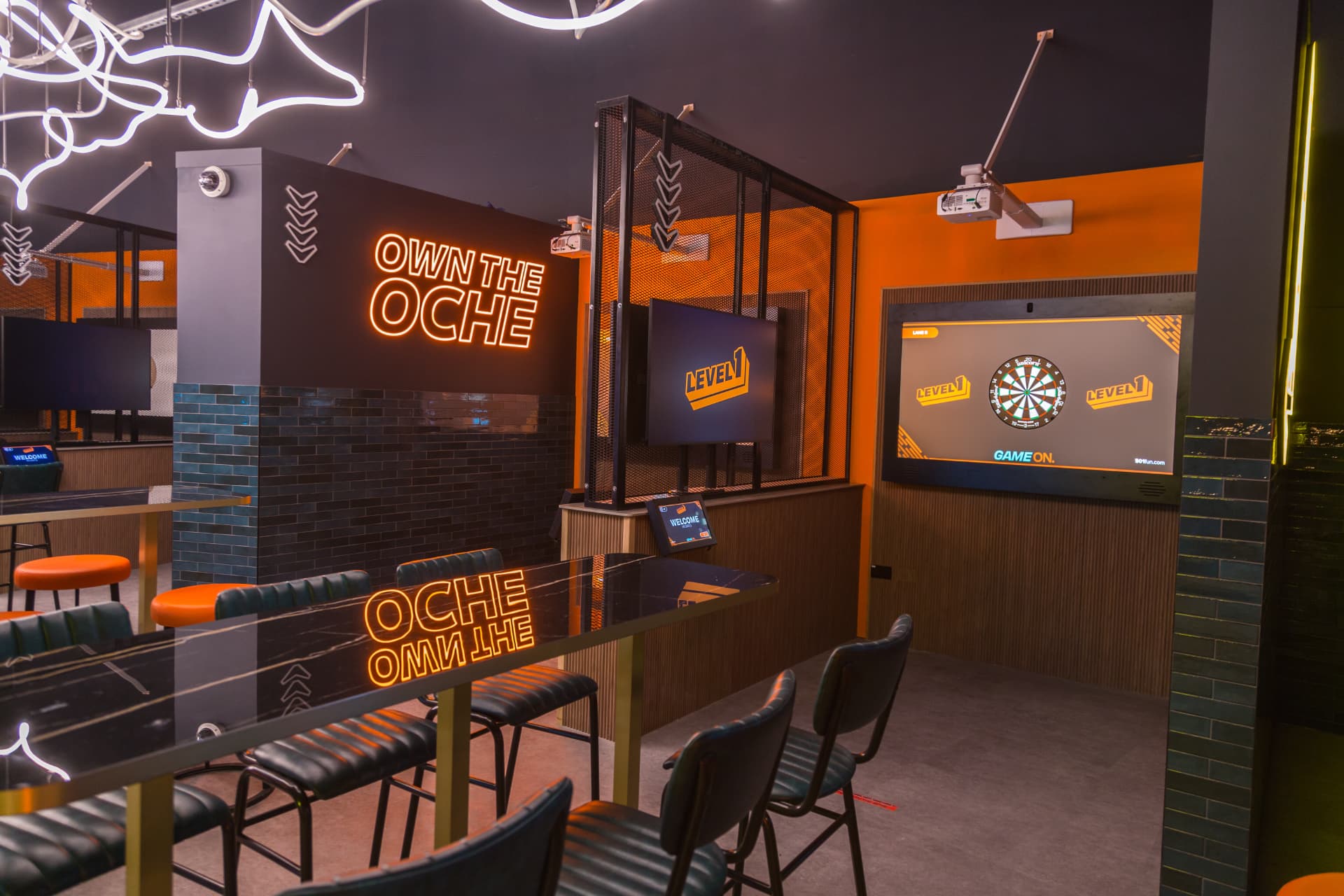 LEVEL1 darts booths and digital scoring screens