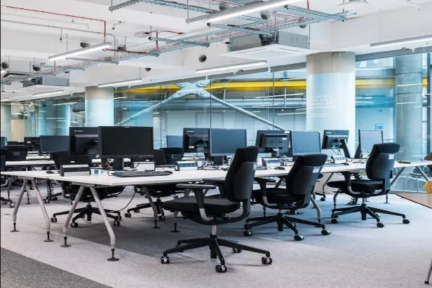 Open-plan head office workspace