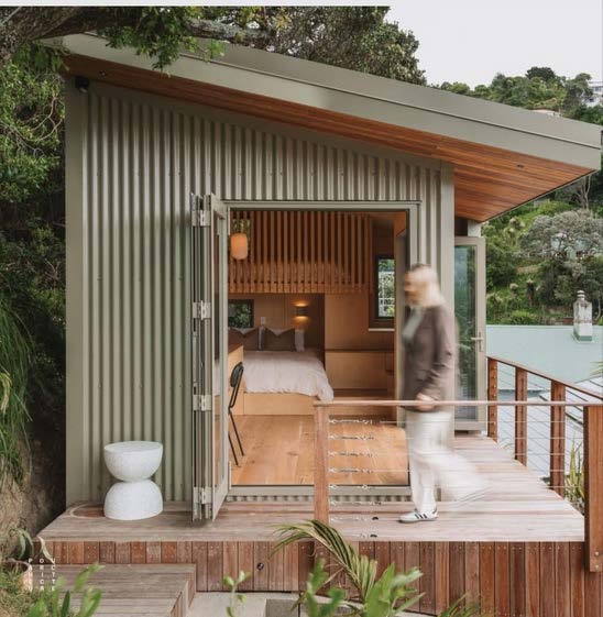 Corrugated-clad garden annexe with en-suite