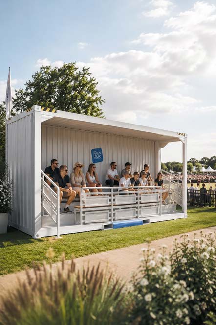 Spectator and viewing pod beside the pitch