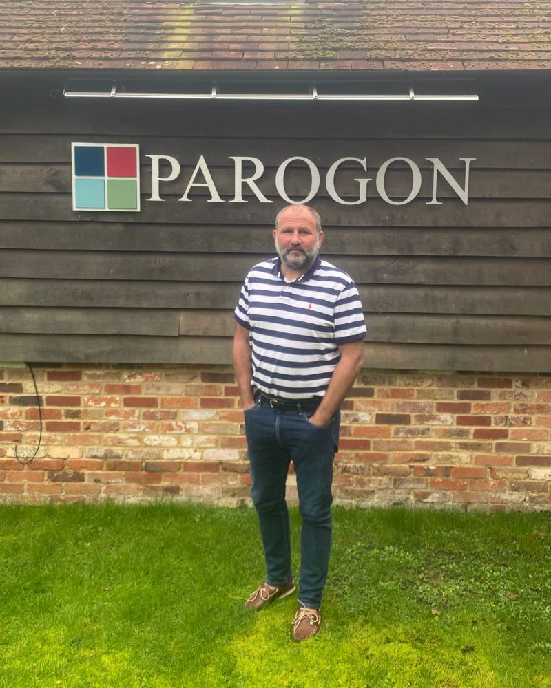 Anthony Mukabaa, owner of Parogon, outside the Parogon office