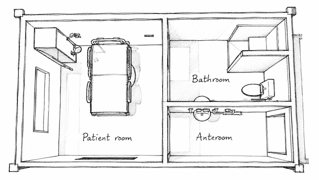 Patient room and anteroom layout concept