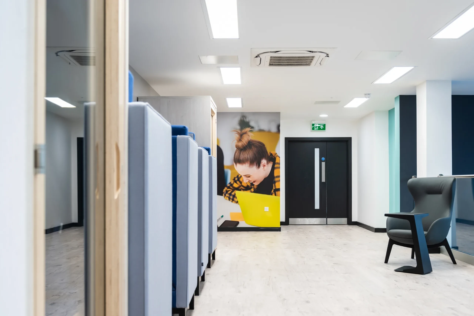 University of Law Bristol reception with feature wall graphic
