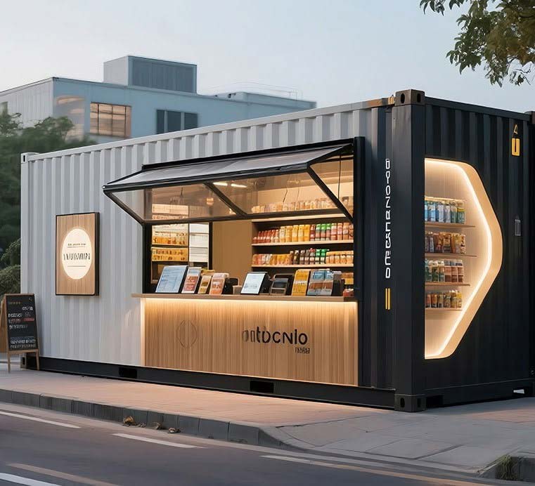 Illuminated container retail and food unit