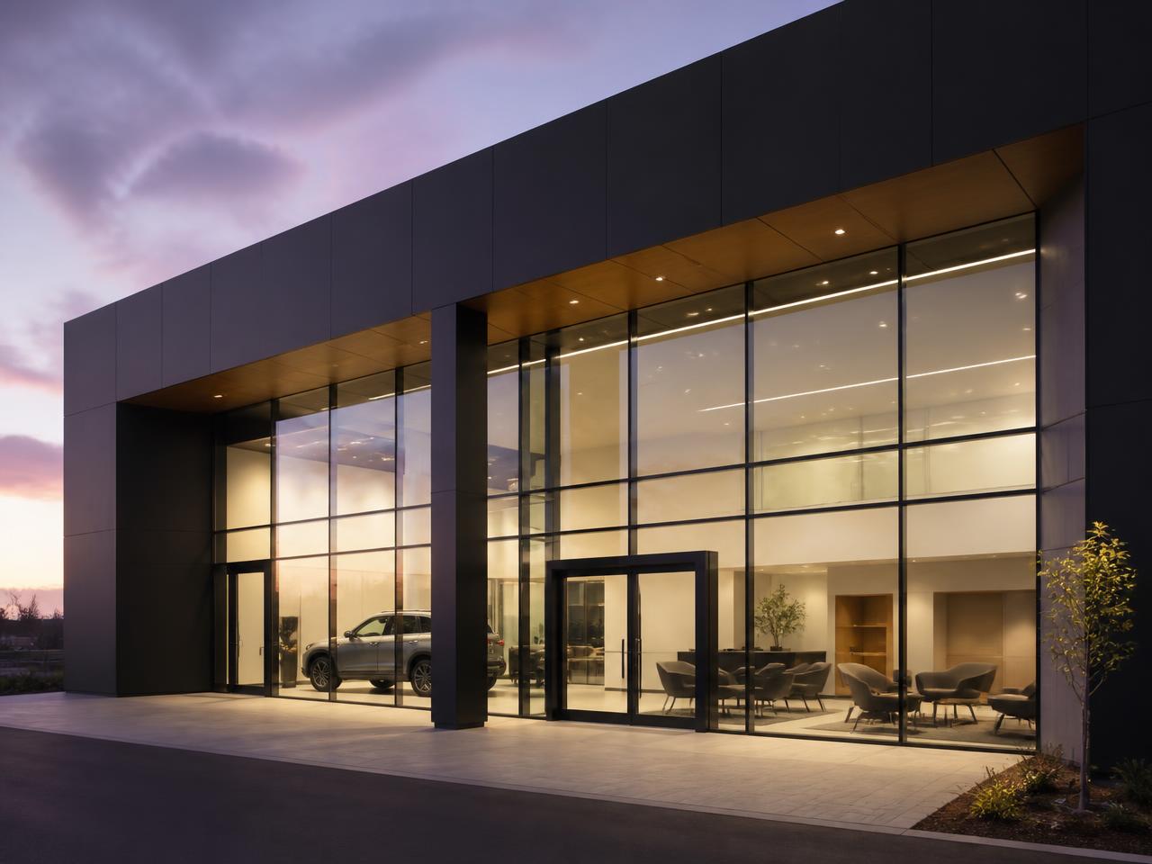 Commercial — Car showroom — glazed frontage and handover area